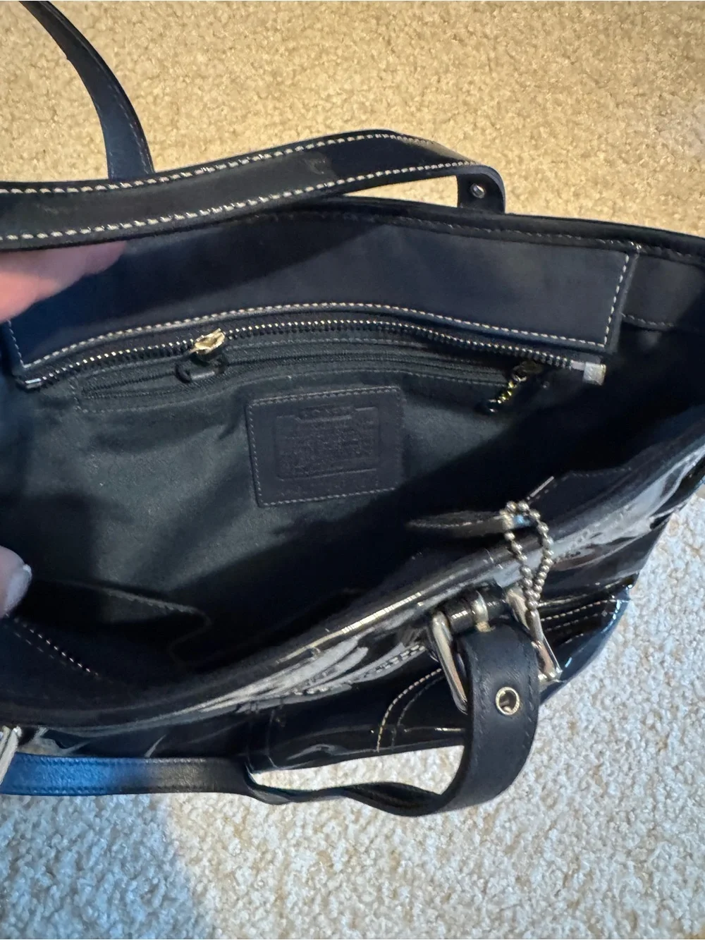 Coach Black Patent Leather Shoulder Tote